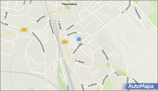 Hajnówka, Wierobieja Ignacego, ks., mapa Hajnówka