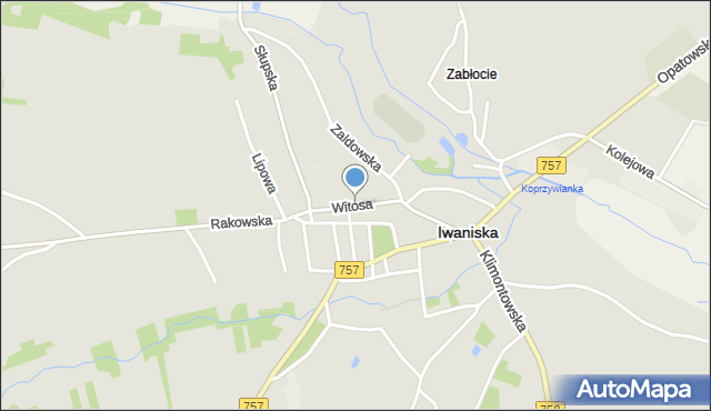 Iwaniska, Witosa Wincentego, mapa Iwaniska