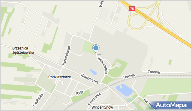 Jędrzejów, Wilanowska, mapa Jędrzejów