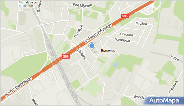 Katowice, Wiosenna, mapa Katowic