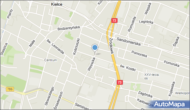 Kielce, Winnicka, mapa Kielc