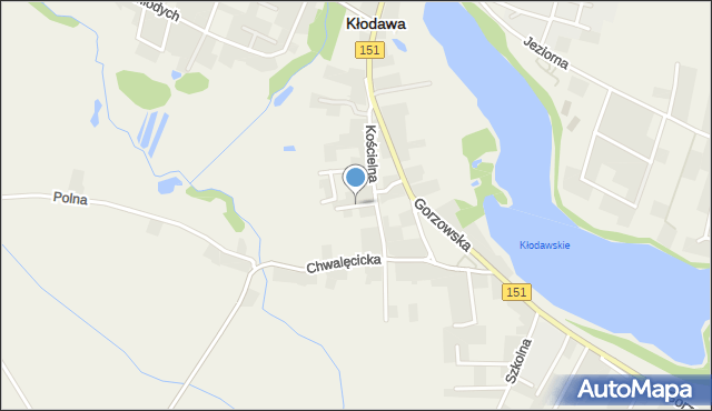 Kłodawa powiat gorzowski, Widokowa, mapa Kłodawa powiat gorzowski