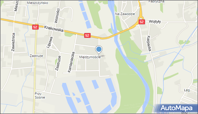 Kobiernice, Wiśniowa, mapa Kobiernice