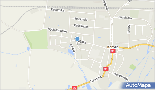 Kobylin powiat krotoszyński, Wiosenna, mapa Kobylin powiat krotoszyński