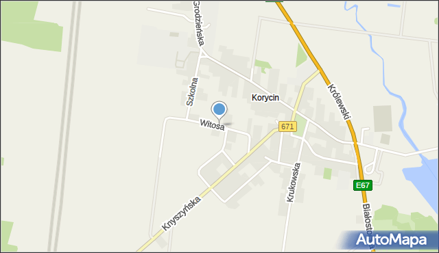 Korycin, Witosa Wincentego, mapa Korycin