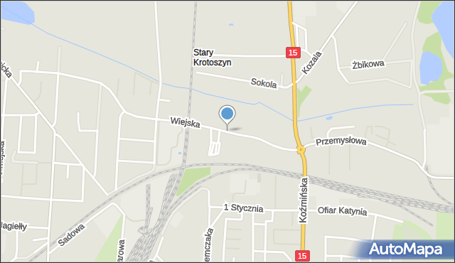 Krotoszyn, Wiejska, mapa Krotoszyna