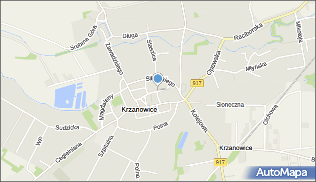 Krzanowice powiat raciborski, Winna, mapa Krzanowice powiat raciborski