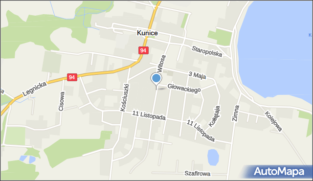Kunice powiat legnicki, Witosa Wincentego, mapa Kunice powiat legnicki