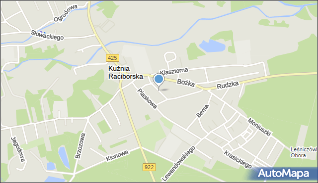 Kuźnia Raciborska, Willowa, mapa Kuźnia Raciborska