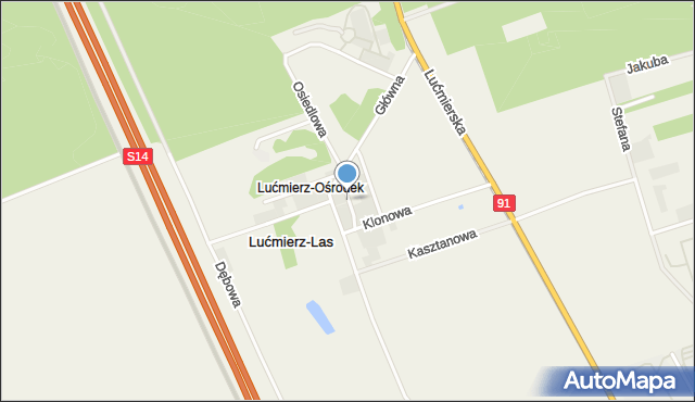 Lućmierz-Ośrodek, Wiśniowa, mapa Lućmierz-Ośrodek