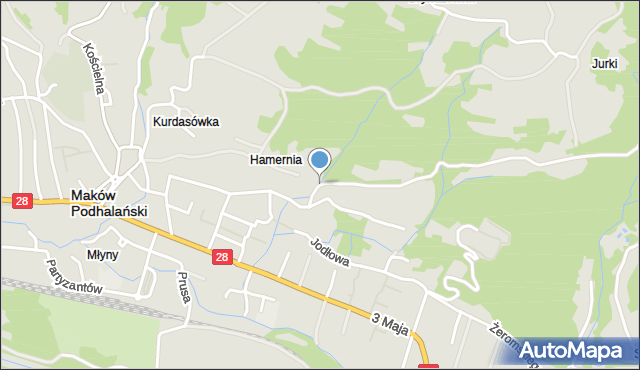 Maków Podhalański, Widokowa, mapa Maków Podhalański