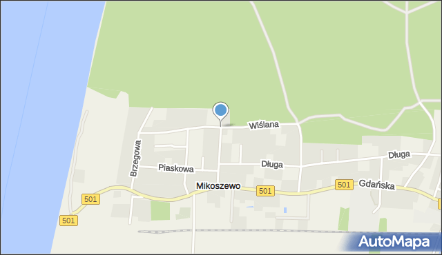 Mikoszewo, Wiślana, mapa Mikoszewo