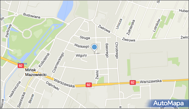 Mińsk Mazowiecki, Wigury Stanisława, inż. pil., mapa Mińsk Mazowiecki