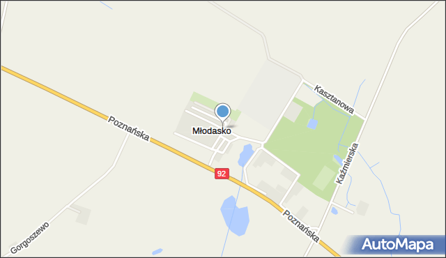 Młodasko, Wiejska, mapa Młodasko