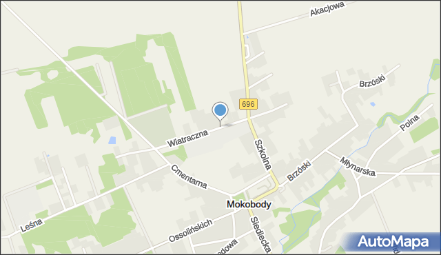 Mokobody, Wiatraczna, mapa Mokobody