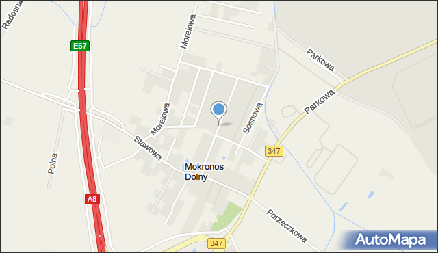 Mokronos Dolny, Wiśniowa, mapa Mokronos Dolny