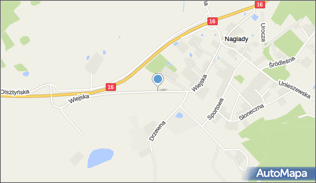 Naglady, Wiejska, mapa Naglady