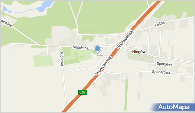 Niegów, Wierzbowa, mapa Niegów