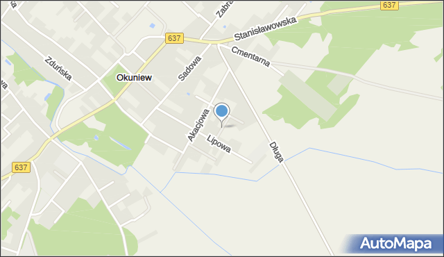 Okuniew, Wiosenna, mapa Okuniew