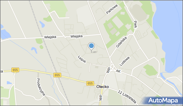 Olecko, Wieniawskiego, mapa Olecko