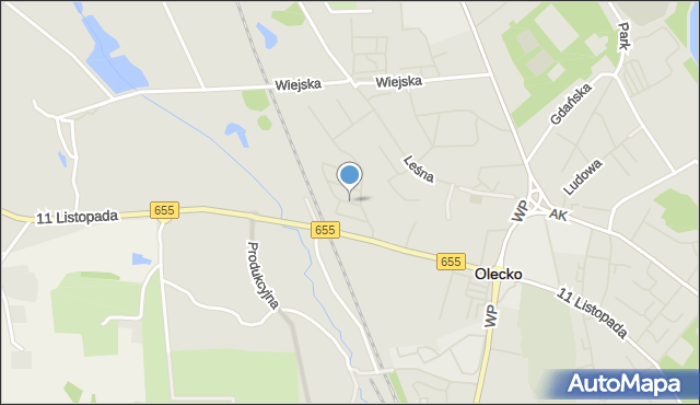 Olecko, Wierzbowa, mapa Olecko
