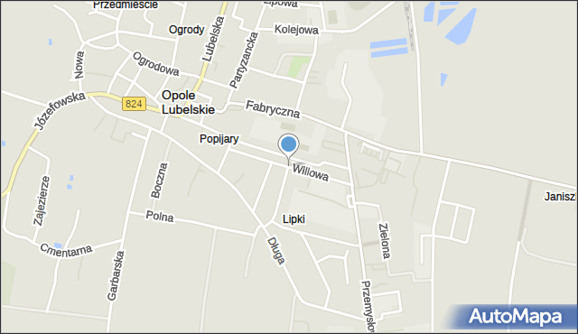 Opole Lubelskie, Willowa, mapa Opole Lubelskie