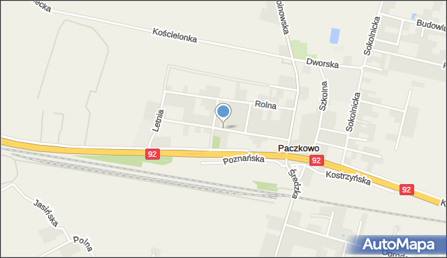 Paczkowo gmina Swarzędz, Wiosenna, mapa Paczkowo gmina Swarzędz