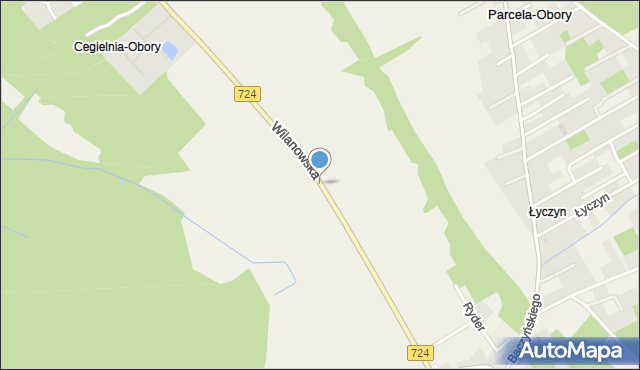 Parcela-Obory, Wilanowska, mapa Parcela-Obory