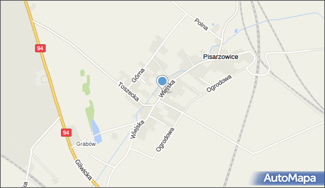 Pisarzowice gmina Toszek, Wiejska, mapa Pisarzowice gmina Toszek