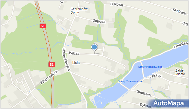 Pisarzowice gmina Wilamowice, Wilcza, mapa Pisarzowice gmina Wilamowice