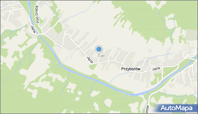 Przyborów gmina Jeleśnia, Wiśniowa, mapa Przyborów gmina Jeleśnia