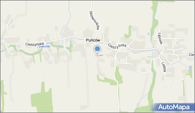 Puńców, Wierzbowa, mapa Puńców