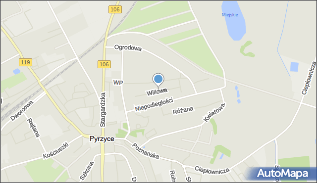 Pyrzyce, Willowa, mapa Pyrzyce