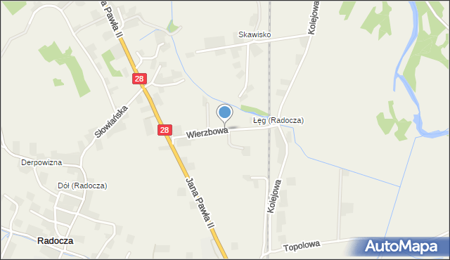 Radocza, Wierzbowa, mapa Radocza