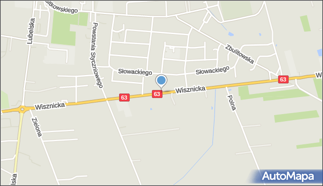 Radzyń Podlaski, Wisznicka, mapa Radzyń Podlaski