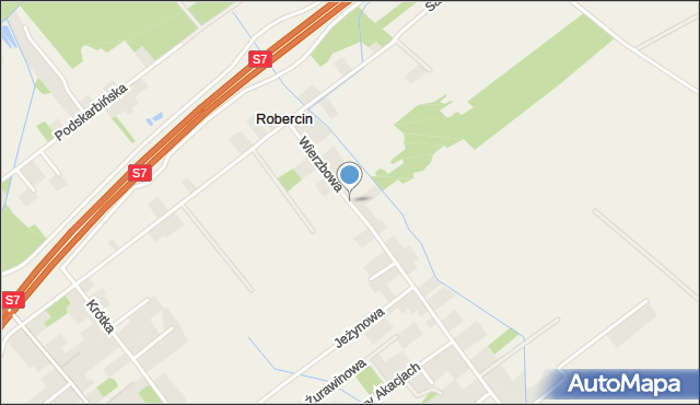 Robercin, Wierzbowa, mapa Robercin