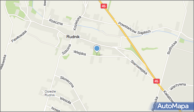 Rudnik powiat raciborski, Wiejska, mapa Rudnik powiat raciborski