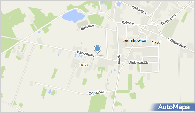 Siemkowice, Wierzbowa, mapa Siemkowice