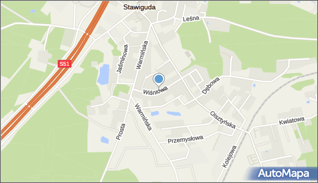 Stawiguda, Wiśniowa, mapa Stawiguda