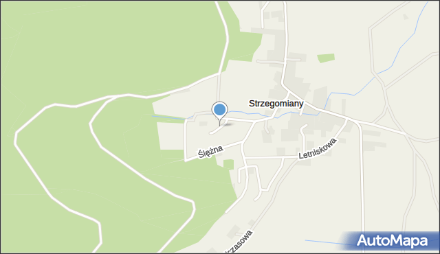 Strzegomiany, Wiśniowa, mapa Strzegomiany