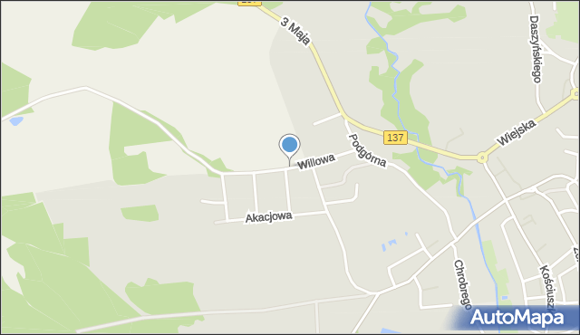 Sulęcin, Willowa, mapa Sulęcin