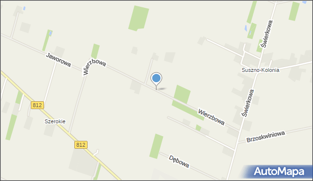 Suszno, Wierzbowa, mapa Suszno