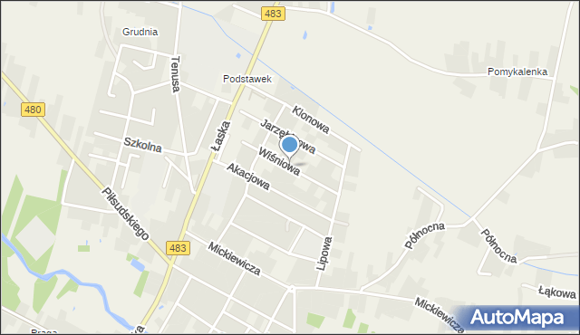 Szczerców, Wiśniowa, mapa Szczerców