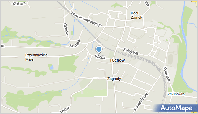 Tuchów, Widok, mapa Tuchów