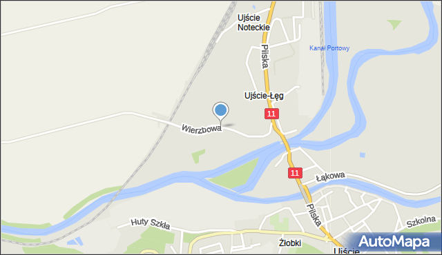 Ujście powiat pilski, Wierzbowa, mapa Ujście powiat pilski
