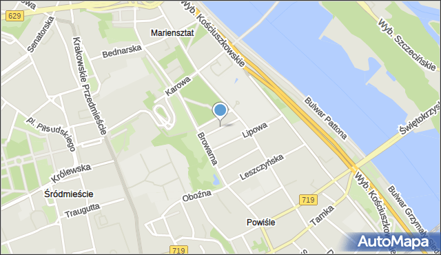 Warszawa, Wiślana, mapa Warszawy