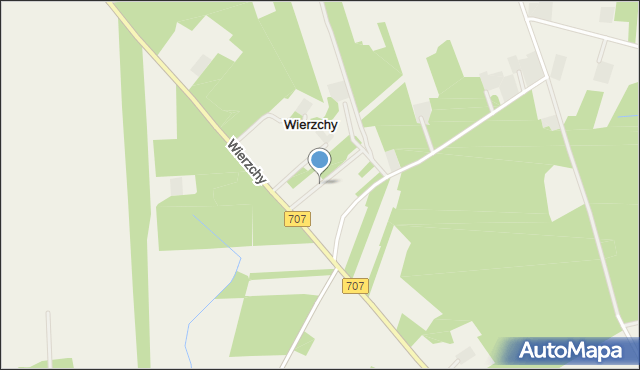 Wierzchy gmina Nowe Miasto nad Pilicą, Wierzchy, mapa Wierzchy gmina Nowe Miasto nad Pilicą