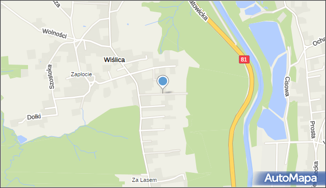 Wiślica gmina Skoczów, Wichrowe Wzgórze, mapa Wiślica gmina Skoczów