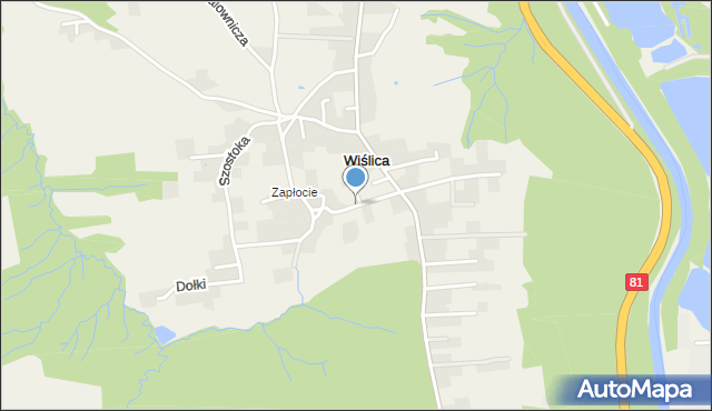 Wiślica gmina Skoczów, Willowa, mapa Wiślica gmina Skoczów