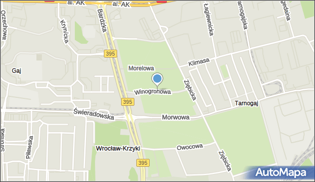 Wrocław, Winogronowa, mapa Wrocławia